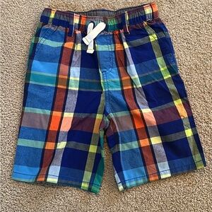 Gymboree Blue and Orange Plaid Shorts Lightweight Pull-On